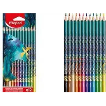 Maped DRAGON kolmnurksed värvipulgad, 12 erinevat värvi, murdumiskindel pehme südamik, draakonimotiiviga pappkarp 862234
