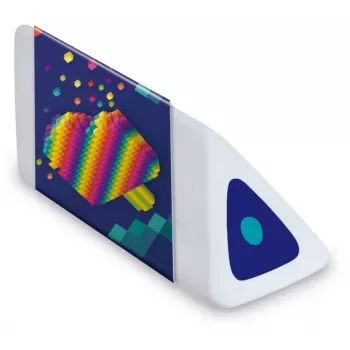 Maped Pyramide PIXEL PARTY plastikust kustutuskumm, valge, ftalaatide- ja PVC-vaba, kolmnurkne ristlõige, 24-osaline esitluskarp 119523