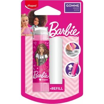 Maped Barbie plastikust kustutuskumm koos varuosaga, huulepulga formaat, sissetõmmatav keeramissüsteem, 1 komplekt 152013