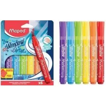 Maped MARKER'PEPS aknapastellid, 6 erinevat värvi, 2 mm ümar ots, pappkarp 844822