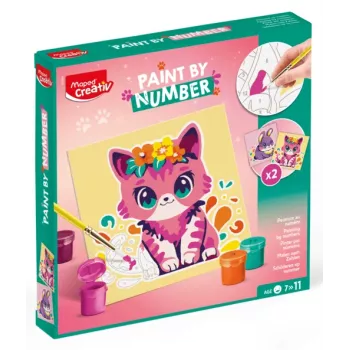 Maped Creativ Värvimine numbrite järgi komplekt Kass ja Jänes - 2 eeltrükitud tahvlit, akrüülvärvid, pintsel, vanus 7+ 907083