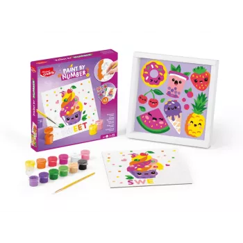 Maped Creativ Värvimine numbrite järgi komplekt Kawaii toit magus - 2 eeltrükitud lõuendit, 10 akrüülvärvi, pintsel, vanus 7+ 907088