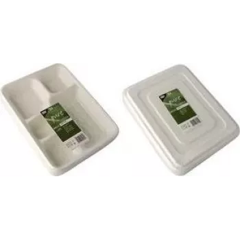 PAPSTAR pure suhkruroost menüükandikud, 5 sektsiooni, 22 x 28,2 cm, valge, 25 tk (89882)