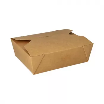 Papstar 87611 Ühekordselt kasutatav toidukonteiner kartongist PLA-kattega pruun 1000 ml (100 tk)