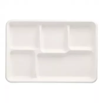 PAPSTAR suhkruroost menüüsalv pure, 5 sektsiooni, valge, kompostitav, 1 tk (89881)