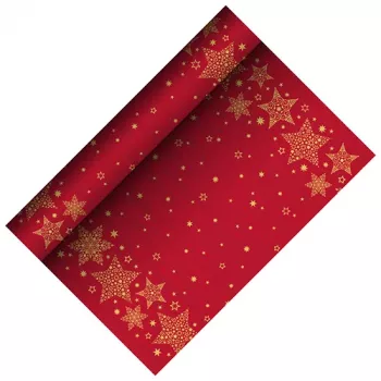PAPSTAR Christmas Shine punane airlaid lauajooks, 400 mm x 3 m, rullis, 1 tk 88657