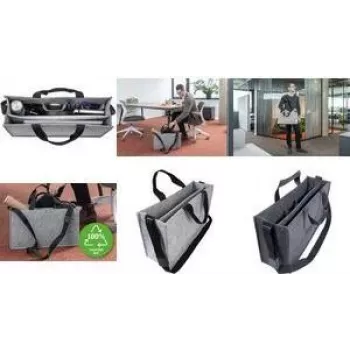 SIGEL Business Vildist Kott Desk Sharing Bag Classic L, Hall Sünteetiline Vilt, 2 Kandekäepidet ja Reguleeritav Õlarihm, 1 Tk (BA409)