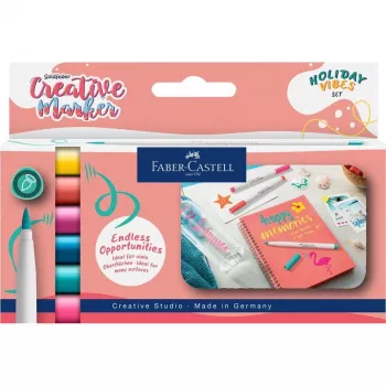 Faber-Castell Goldfaber Creative Marker Set, 6 erinevat värvi, Holiday Vibes Edition, vesipõhine tint, pintselotsik 161013