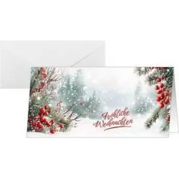 SIGEL DS645 jõulukaart Scandinavian Snow, DIN Lang horisontaalne, 250 gsm valge papp, tintprinter/laserprinter/kopeerimismasin, 1 tk