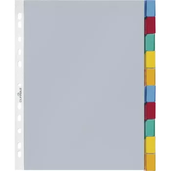 DURABLE A4 taskuvahelehed, 10-osalised, erinevat värvi keelekesed, polüpropüleen 663219