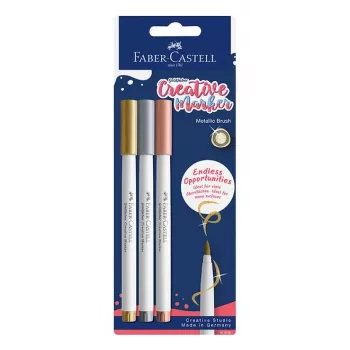 Faber-Castell Goldfaber Creative Marker komplekt, 3 erinevat värvi, vesialuseline pigmenditint, lõhnatu, määrdumiskindel, pritsmekindel, blisterpakend 161005
