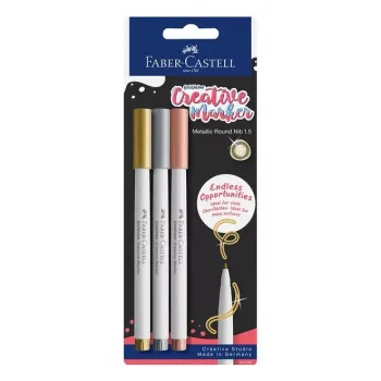 Faber-Castell Creative Marker Goldfaber, 3-osaline blisterpakend, vesialuseline tint, lõhnatu, määrdumiskindel ja pritsmekindel 161108