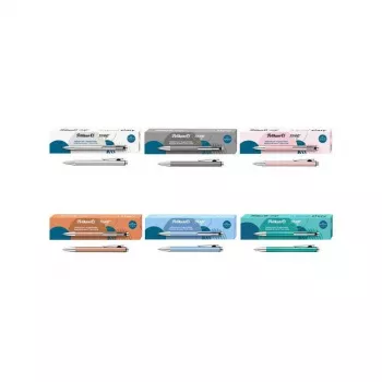 Pelikan Snap Metallic pastapliiats, hõbedane pärlmutter sädelusega alumiiniumkere, sinine tint, keskmine 400208064