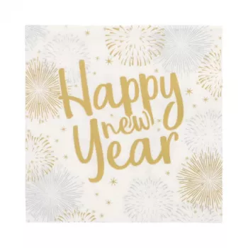 PAPSTAR Happy New Year salvrätikud 330 x 330 mm, 3-kihilised, 1/4 voltimine, 20 pakk 89772