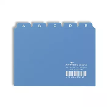 DURABLE A6 registeri vahelehed A-Z, 25 vahelehte, polüpropüleen, hall, reljeefne, 1 komplekt 366006