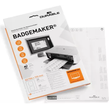 DURABLE BADGEMAKER Sisendetiketid 52 x 100 mm, valge, 100 tk 145802