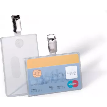 DURABLE ID-kaardi hoidja klambriga 1 kaardile, läbipaistev, 25 tk (811319)