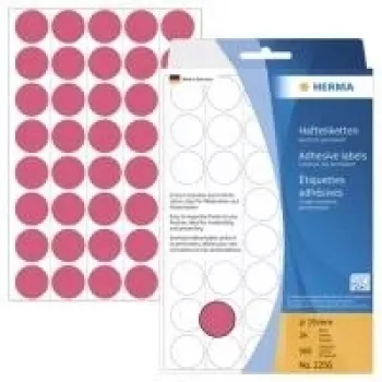 HERMA 2256 püsikleepuvad ümmargused sildid helendav punane 19 mm, 960 silti (24 lehte x 40)
