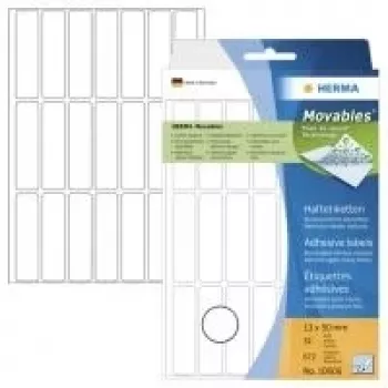 HERMA Movables 10606 isekleepuvad pabersildid, mati valge, 13 x 50 mm, 672 silti (32 lehte x 21), eemaldatav