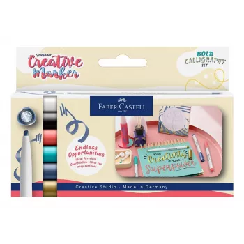 Faber-Castell GOLDFABER Creative Marker pehmea kirja komplekt 6 tk, vesialusel, lõhnatu, pintselotsik, erinevad värvid 160906