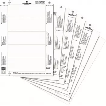 DURABLE sisestatavad sildid A4 210 x 297 mm, 10 lehte, valge, papp 170 g/m², laser/tindiprinter 485602