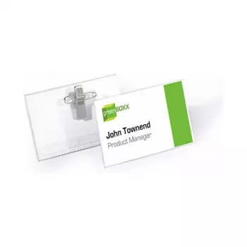 DURABLE nimesildi hoidja 90x54 mm kombinatsioonklambriga, läbipaistev, 5 tk (861019)