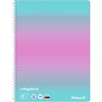 Pelikan College Block Color Edition A4 Mint/Rosé jooneline kahe veerisega, 80 lehte, 70 g/m² puiduvaba, 4 auguga augustatud, 1 tk 400197019