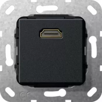 Gira HDMI seinaplaadi sisestus 2.0a+ HDR, 1-port, matt must 567010