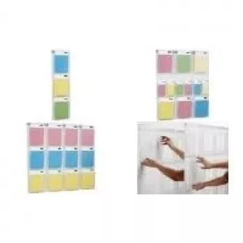 HELIT PLACATIV seinakinnitusega brošüürihoidja, 6 A4 püstformaadis + 12 1/3 A4 sektsiooni, läbipaistev SAN, 35 mm sügavus H6812302