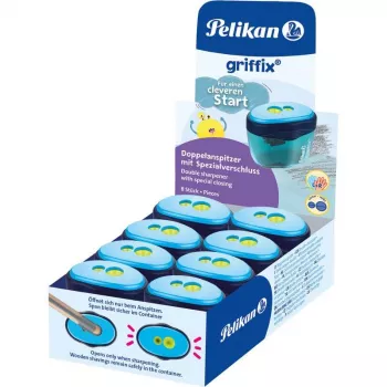 Pelikan griffix kahe auguga pliiatsiteritaja konteineriga, sinine, standardsetele ja jämedatele pliiatsitele 300008247