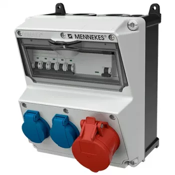 MENNEKES AMAXX pistikupesade kombinatsioonikarp, IP44, 32A, 400V, 1x CEE 32A 5p, 2x Schuko 16A, RCD 30mA, MCB-d 920080