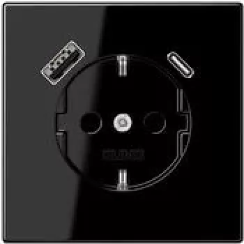 JUNG LS 1520-15 CA SW SCHUKO pistikupesa 16 A USB-laadijaga 1 x A-tüüp + 1 x C-tüüp, Safety Plus, LS-seeria, must