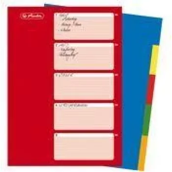HERLITZ A4 plastikust vahelehed, 10 keelega, tühjad, erinevad värvid, PP 0,12 mm, mitme auguga, koos sisukorralehega (10715415)