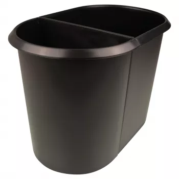 HELIT the double paberi prügikast, ovaalne, 20 L, must, PE, ilma kaaneta, osa 1 (H6103795)