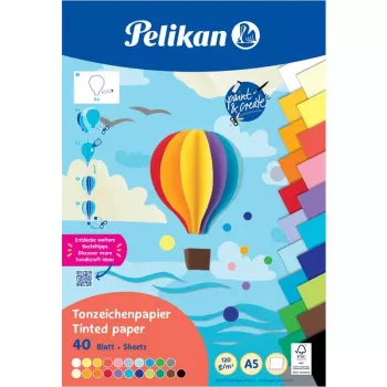Pelikan värviline kartongiplokk DIN A5, 40 lehte, 120 g/m², 21 värvi, ülalt köidetud 300002259