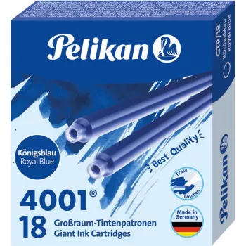Pelikan 4001 GTP/18 kuningliku sinise standardse suure mahutavusega tindikassetid, 18-pakk 300735