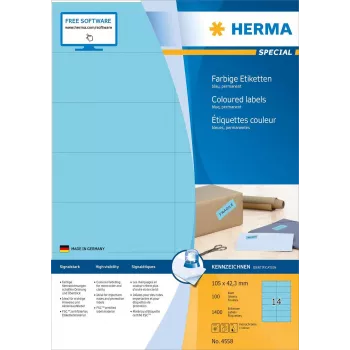 HERMA 4558 ristkülikukujulised sinised isekleepuvad sildid, 13 x 38 mm, 1400 silti