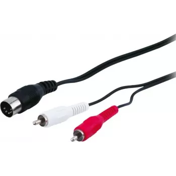 Wentronic AVK 114-150 1,5m 5-pin DIN - 2x RCA isane helikaabel - must 50014