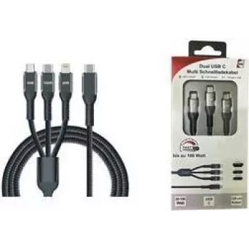 IWH USB laadimiskaabel USB-C, Micro-USB, Apple Lightning, 1,2 m, must 019057