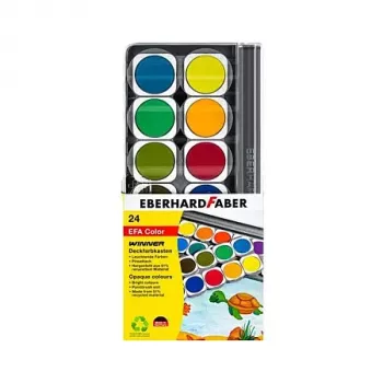 Faber-Castell Eberhard Faber Winner Läbipaistmatute Akvarellvärvide Komplekt, 24 Helendavat Värvi, Läbipaistev Eemaldatav Kaas Kahekordistub Segamispaletina 578324