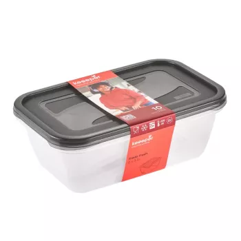keeeper fredo fresh toiduhoidmisnõude komplekt, 2 x 3,3 L, ristkülikukujuline, läbipaistev hallide kaantega 3068082700000