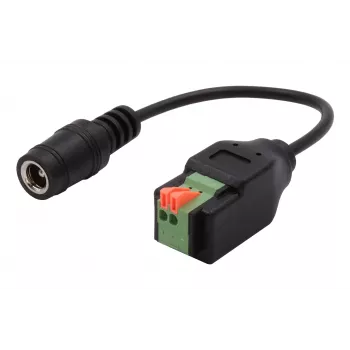 EXSYS DC-pesa 5,5x2,1mm 2-kontaktilise klemmliistu adapterkaabel surunupuga, 15cm EX-49141