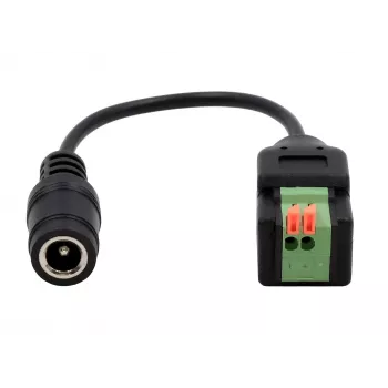 EXSYS DC-pesa 5,5x2,1mm 2-kontaktilise klemmliistu adapterkaabel surunupuga, 15cm EX-49141
