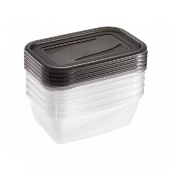 keeeper fredo fresh toiduhoidmisnõude komplekt, 5x 0,5 L, ristkülikukujuline, läbipaistev hallide kaantega 3067282700000