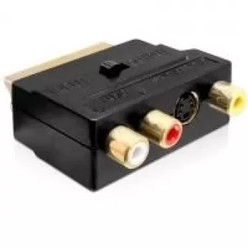 Wentronic Goobay SCART-adapter, SCART-kohtpistik 3 RCA-pesa + 4-kontaktilise Mini-DIN-pesa jaoks, must 50499