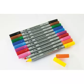 Faber-Castell Eberhard Faber COLORI kaheotsaliste kiudpliiatsite komplekt, 10 erinevat värvi, 2,0 mm peenike ja 3,0–4,0 mm lai ots, pappkarp 550010