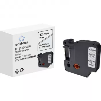 RENKFORCE RF-LT-D45010 ühilduv DYMO D1 silditeip 12mm läbipaistev mustal 7m RF-6027820