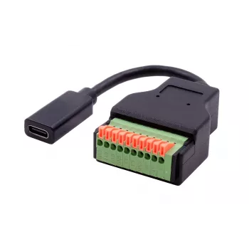 EXSYS EX-49124 USB-C emane 10-kontaktilise klemmliistu adapterkaabel koos surunupuga, USB 3.2 Gen 1, 15 cm