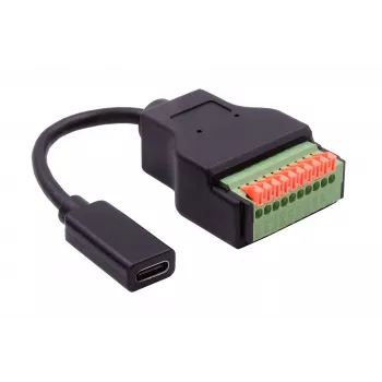 EXSYS EX-49124 USB-C emane 10-kontaktilise klemmliistu adapterkaabel koos surunupuga, USB 3.2 Gen 1, 15 cm