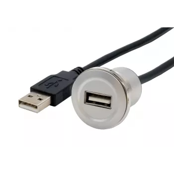 EXSYS EX-49181 Paneelile paigaldatav USB 2.0 pikenduskaabel, USB-A emane - USB-A isane, 30 cm, metallplaat